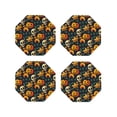 thumbnail image 2 of Disketp Halloween Skull Funny Coasters,4 Pcs Leather Coasters With Holder, Perfect Housewarming Hostess Gifts,Protect Furniture From Water Marks Scratch And Damage, 2 of 9