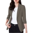 thumbnail image 1 of Veste de Complet Décontractée pour Femmes avec Col à Revers et devant Boutonné, Mélange Léger Polyester-Spandex, Longueur Régulière, Noir, P, 1 of 9