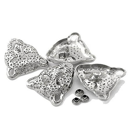 - 10 Sets Steel/nickel Tone Leopard Head Spike Rivet Studs Spots 36x35mm Punk Gothic or Leather Work