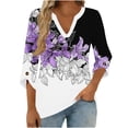 thumbnail image 6 of Yteetum 3/4 Length Sleeve Womens Tops Summer V Neck Floral Printed 3/4 Sleeve Shirts Casual Loose Lightweight Comfy T Shirts, 6 of 7