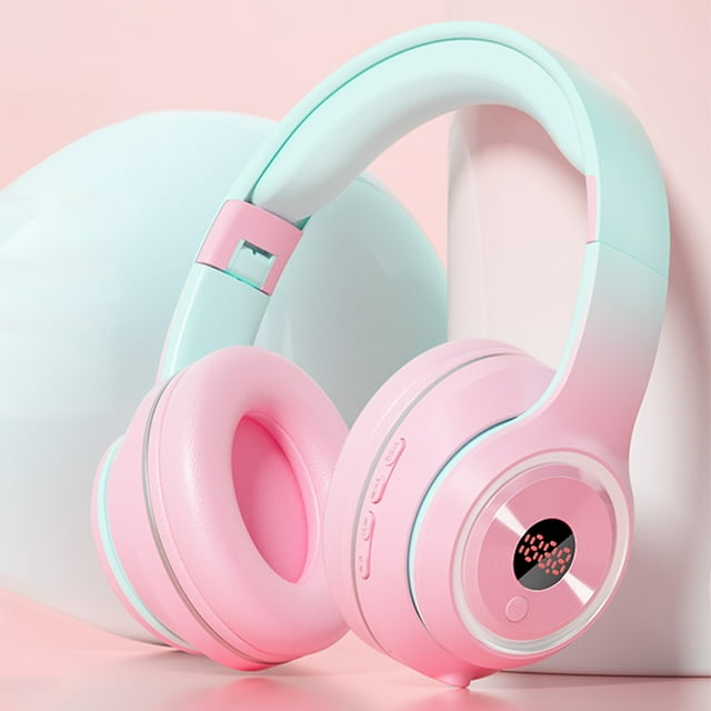 Auriculares Bluetooth Auriculares inalámbricos Bluetooth 5.0 estéreo | Cancelación de ruido | Graves altos | Diseño plegable | Sobre la oreja | Micrófono incorporado | Batería 8H | Azul claro | 1