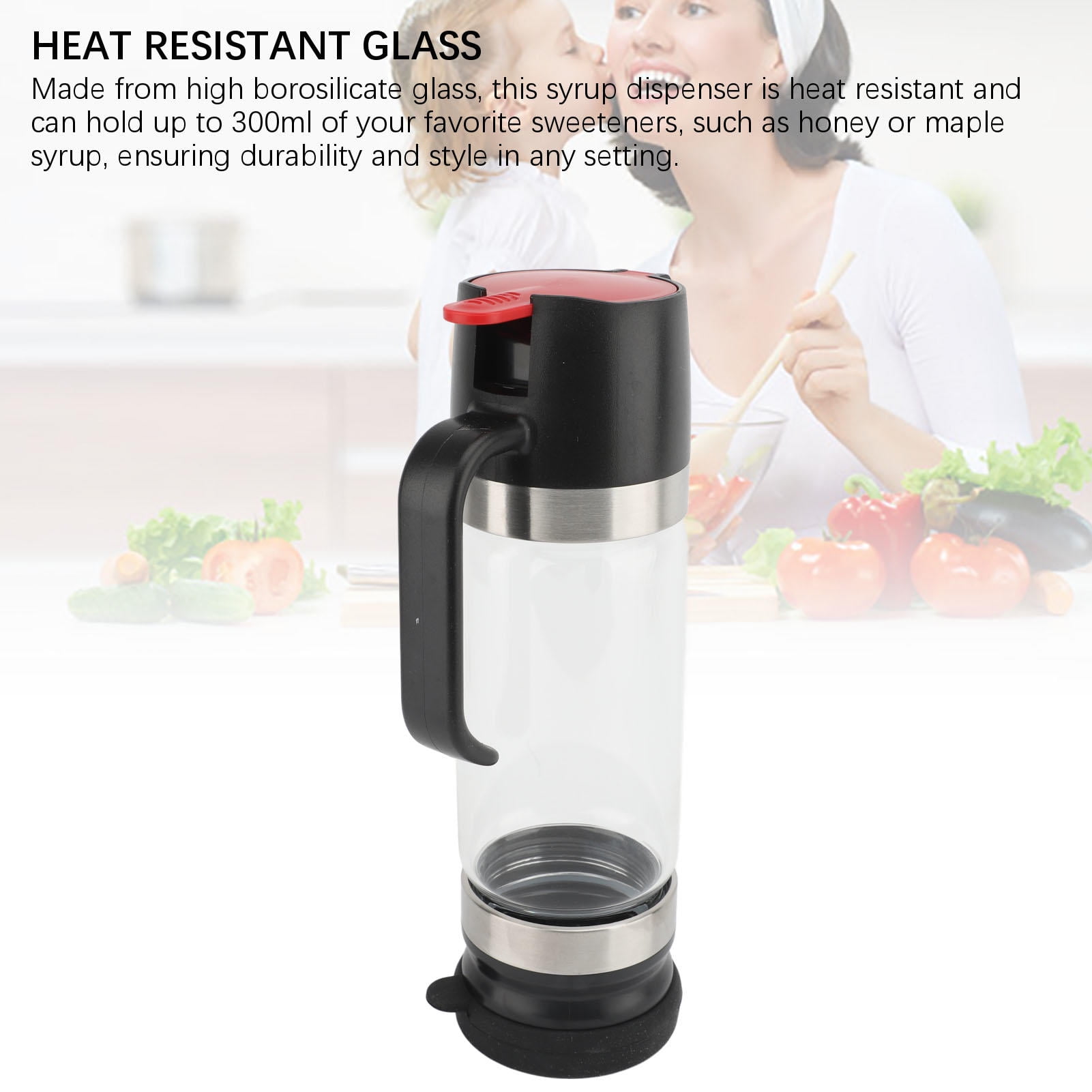 BIMZUC 300ml Leak‑Proof Glass Syrup Dispenser – No‑Drip, Heat‑Resistant, Easy‑Clean, Multi‑Use Honey & Sauce Bottle