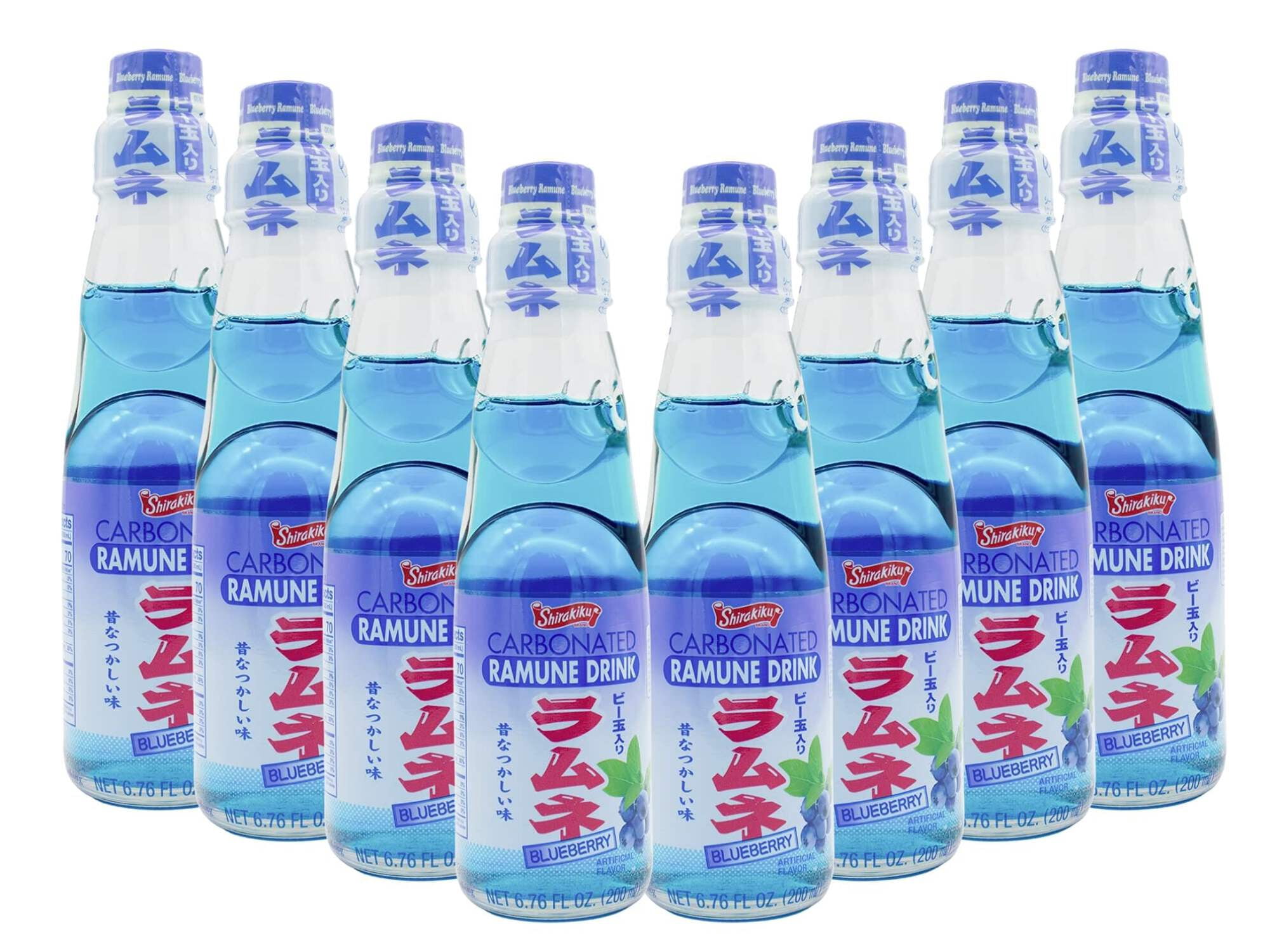 Shirakiku Ramune Japanese Soda, Blueberry, 6.76 Fluid Ounce, Pack