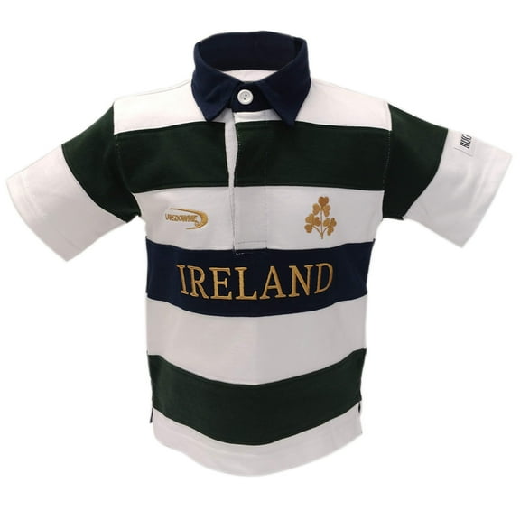 Lansdowne Ireland Kids Rugby Shirt Bottle Green & White Stripe