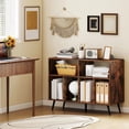 thumbnail image 5 of Auranook Record Player Stand w/Charging Station Open Shelves & Compartments Raised Legs, 5 of 7