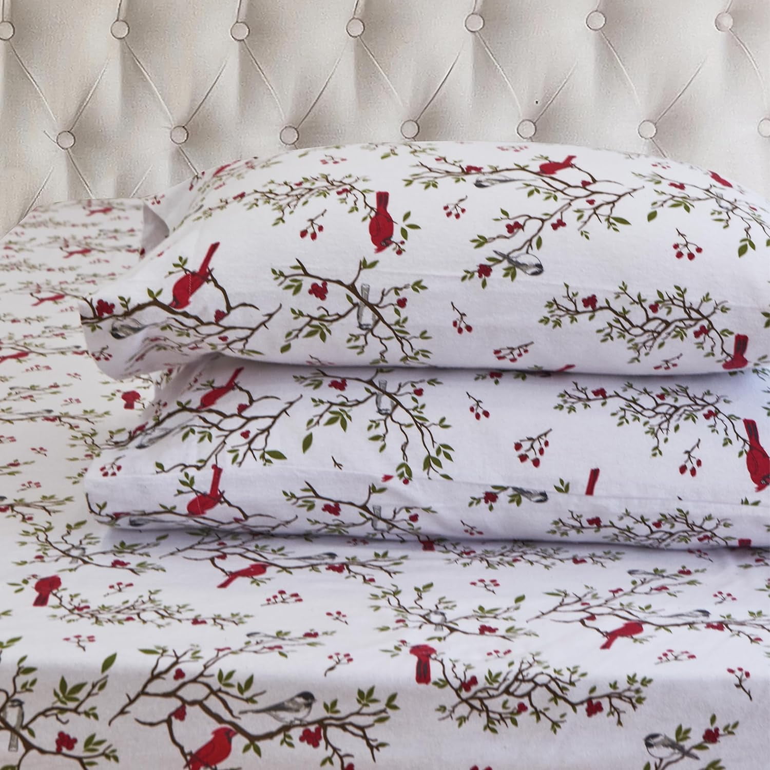 Elegant Comfort Soft 4-Piece Cotton Flannel Sheet Set -Deep Pocket Fitted Sheet, Flannel Sheets - Cali King, Cardinal