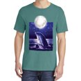 thumbnail image 2 of Wild Bobby, Nautical Full Moon Bottlenose Dolphin, Animal Lover, Garment-Dyed Washed Look Short Sleeve T-Shirt, Emerald, Small, 2 of 3