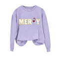 thumbnail image 2 of HOMBOM Ugly Sweatshirts for Women Merry Crewneck Holiday Purple Christmas Casual Adults Sweatshirt Graphic, 2 of 6