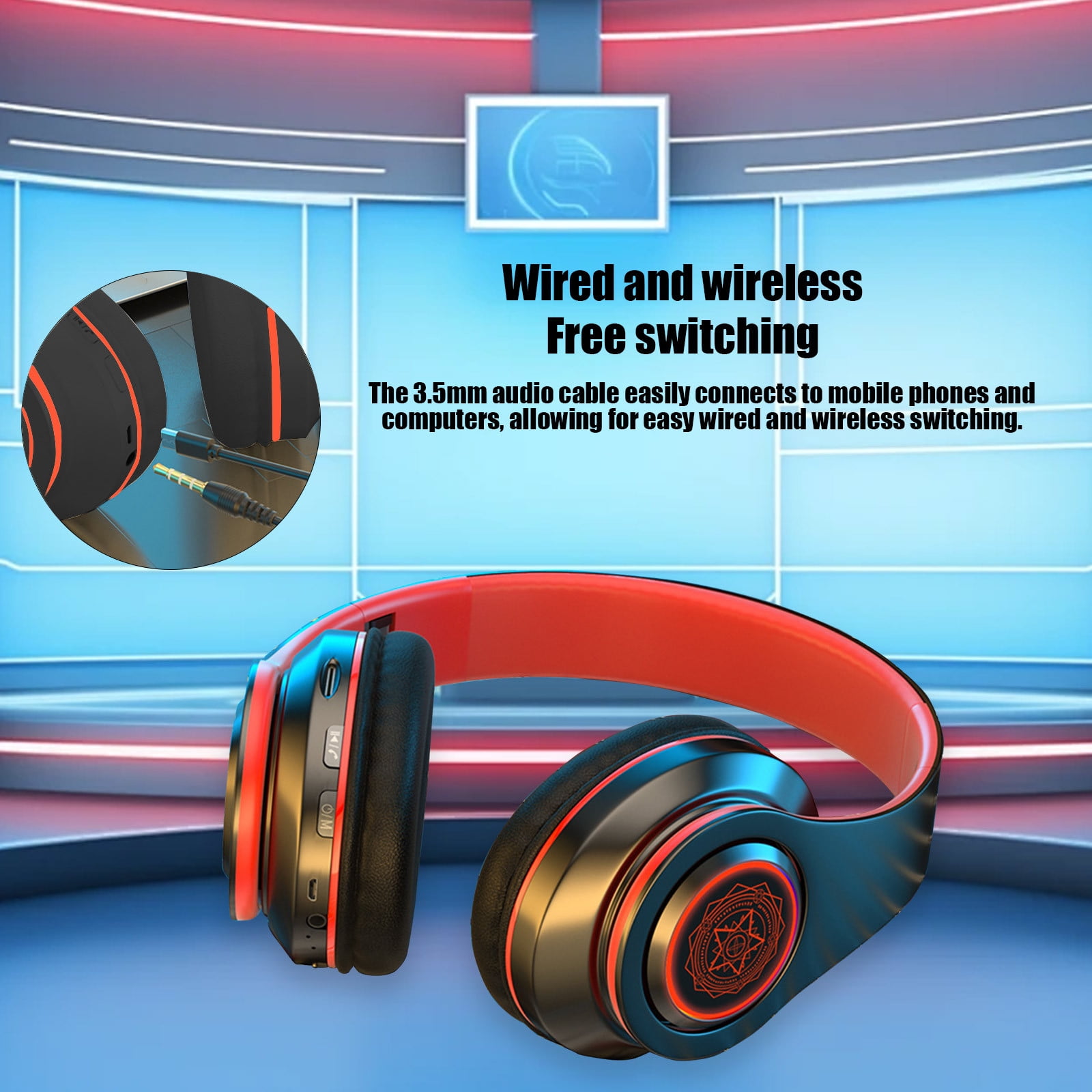 Wireless Bluetooth Over Ear Headphones Up to 28H Battery Life Headset with Microphone Gym Overhead Headphones Compatible with iOS & Android Mobile Phones, Computers, Laptop,Black