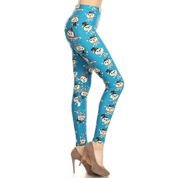 Women's Plus Snowman with Scarf Pattern Printed Leggings