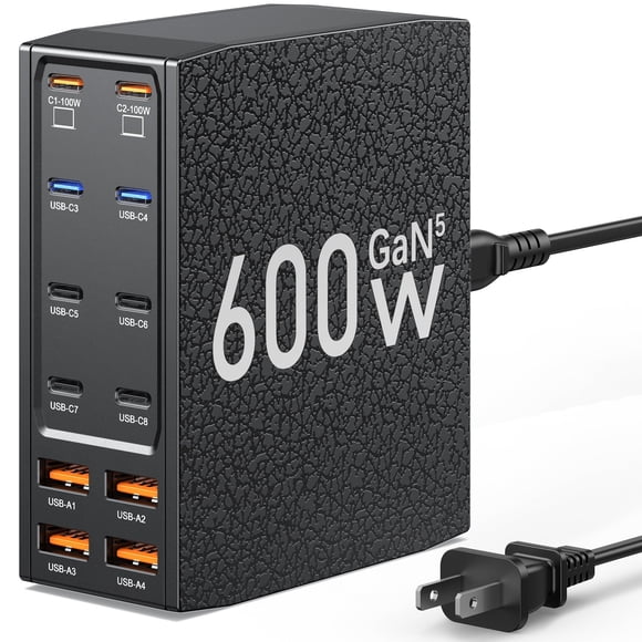 Estación de carga USB SAIPKYGS Cargador USB C de 600 W y 12 puertos