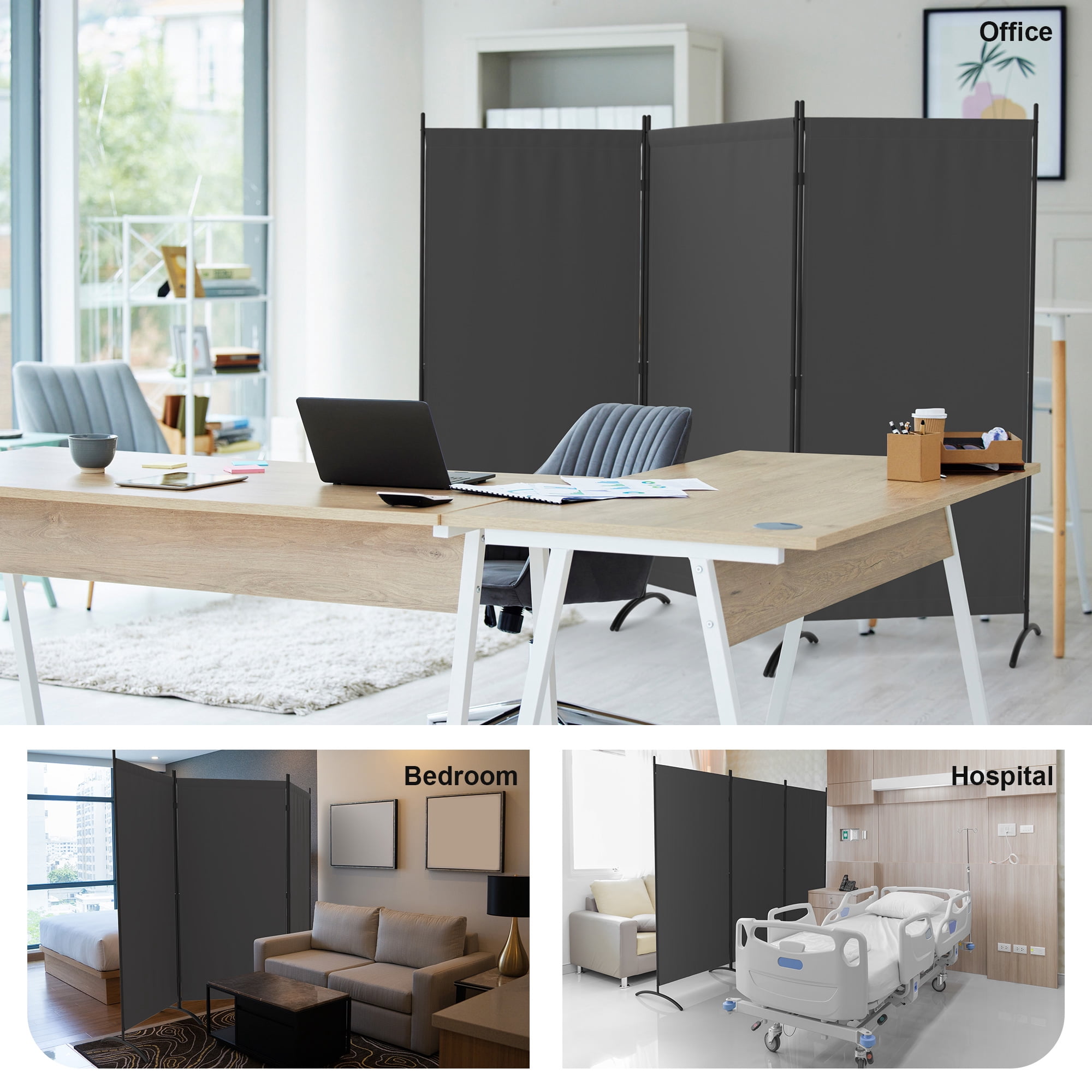 Room Divider 8FT Portable Room Dividers And Folding Privacy Screens, 101'' L Fabric Divider For Room Separation, 3 Panel Partition Room Dividers Freestanding Wall Divider Screen