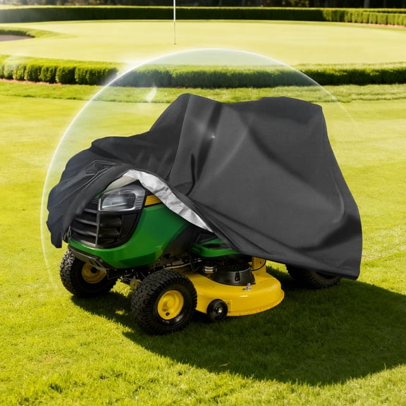 Lingsida Riding Lawn Mower Cover, Waterproof Heavy Duty UV Protection Outdoor Lawn Tractor Cover Fits Decks Up to 54", Black