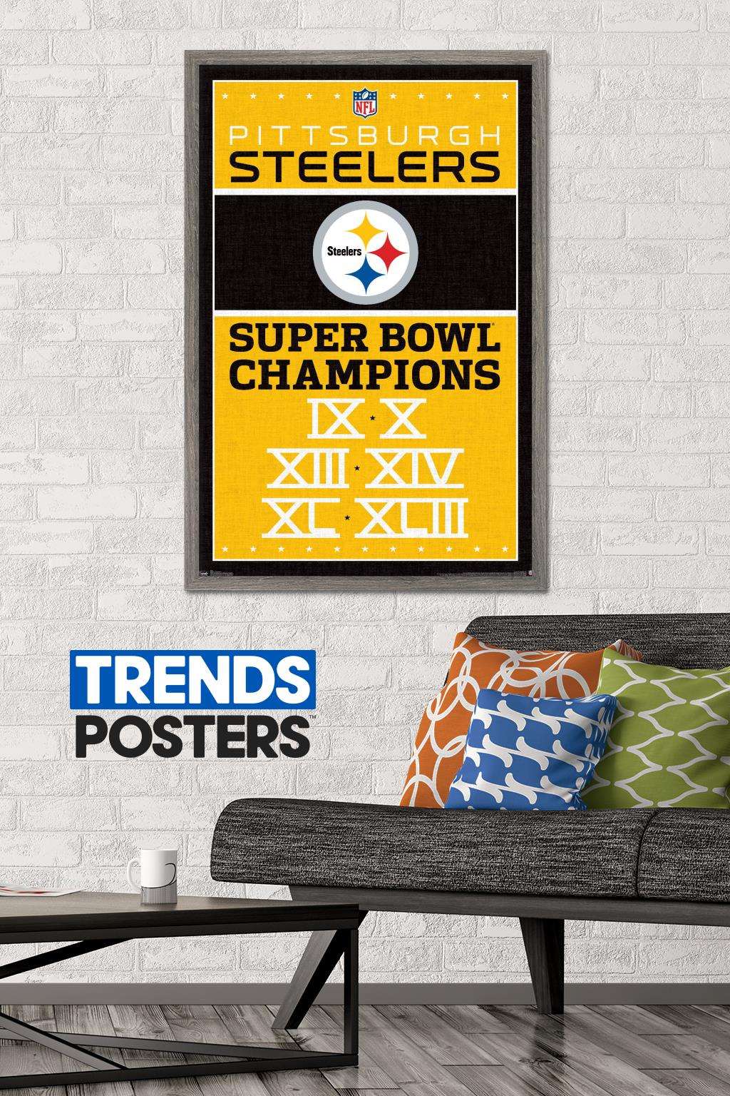 NFL Pittsburgh Steelers - Champions 13 Wall Poster, 22.375" x 34", Framed