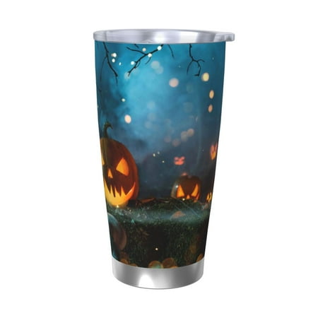 

Fuzoiu Spooky Halloween Print 20oz Tumbler Stainless Steel Vacuum Insulated Car Cup Insulated Coffee Mug Travel Mug with Lid Thermal Cup for Outdoor-Without Straw