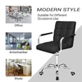 thumbnail image 3 of Mid-Back Office Task Chair Ribbed Leather Executive Chair Modern Adjustable Home Desk Chair Retro Comfortable Work Chair 360 Degree Swivel with Arms (Black), 3 of 5
