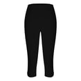 thumbnail image 4 of felwors Summer Capris for Women Casual Stretch High Waisted Yoga Pants Lightweight Pull On Side Split Athletic Cropped Trouser Black for Size XXXL, 4 of 4