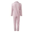 thumbnail image 4 of Soft Pajama Set For Women Loose Lightweight Plaid Button Long Sleeve Top And Pant Pj Set Loungewear Soft Two Piece Sleepwear Sets Pink XL, 4 of 7