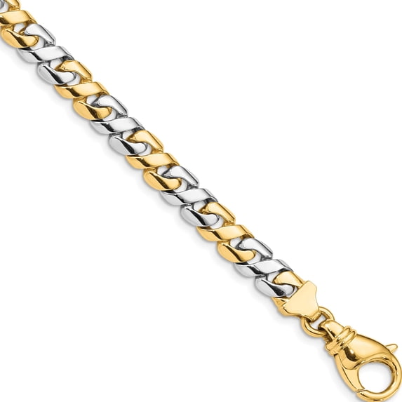 14K Two-Tone 7.1mm Hand-Polished Fancy Link Bracelet (8.25 X 7.1) Made In Peru lk527-8.25