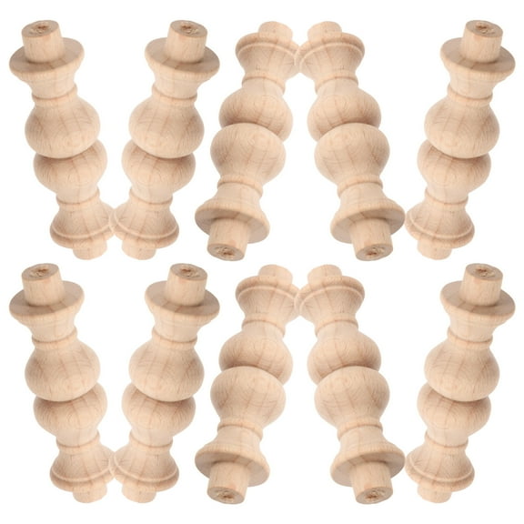 Hemoton 10pcs Unfinished Decorative Wood Spindles For Home And Restaurant Unfinished Craft Spindles For Furniture Woodworking Crafts