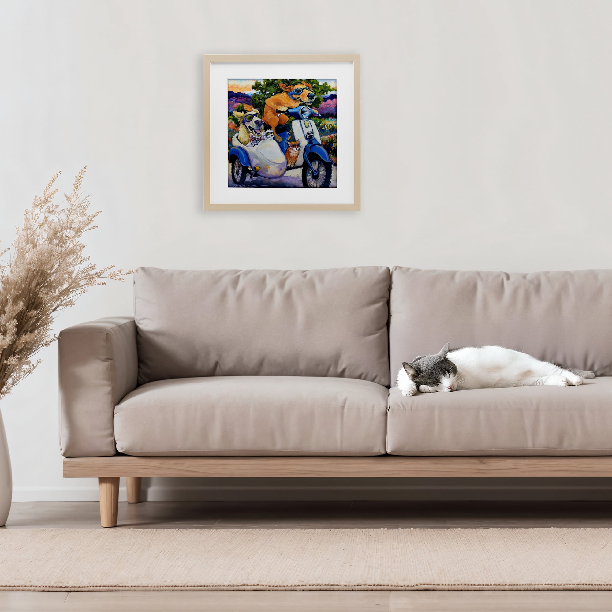 Stupell Industries All Doggled Up Sidecar Birch Framed Print Under Glass, design by CR Townsend