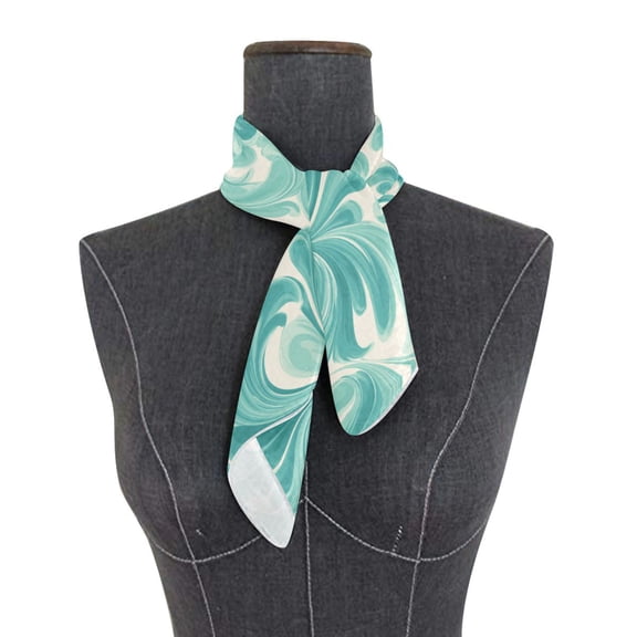 Square Scarf 24x24 Inch Light Green Seaweed Pattern Silky Satin Sun Protection Neck Scarf for Women Multi-Purpose Head Wrap Bandana for Hair Bag Decoration