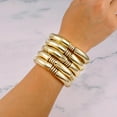 thumbnail image 4 of 2 Pack Gold Plated Stack Layered Curved Bamboo Tube Stretch Bracelets Fashion Accessories, 4 of 6
