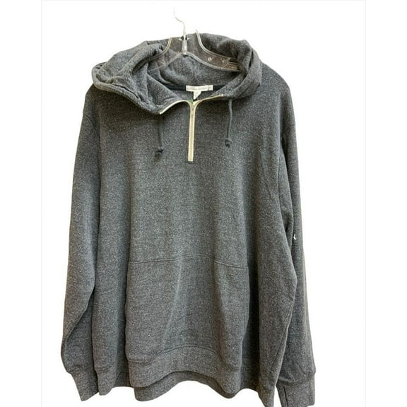 Threads 4 Thought HEATHER BLACK/GREY Drawstring Quarter Zip Sweatshirt, US 1X