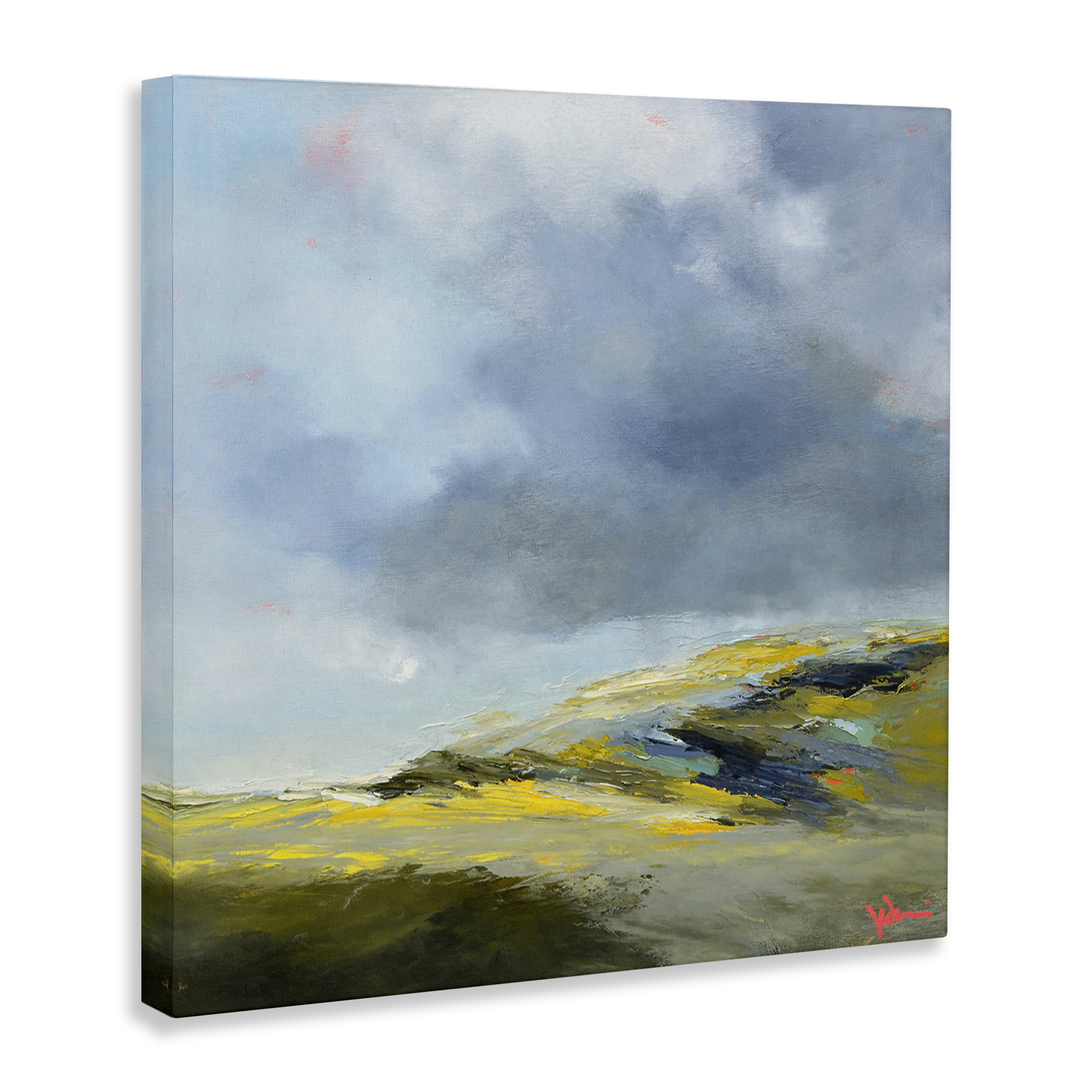 Stupell Industries Murky Clouds Landscape Landscape & Nature Painting Wrapped Canvas Art Print Wall Art, 17 x 17