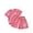Hot Pink*, variant on Girls Summer Outfits Letter Print Short Sleeve Crew Neck Tees and Shorts 2 Piece Casual Playwear Kids Clothing Sets Light Blue