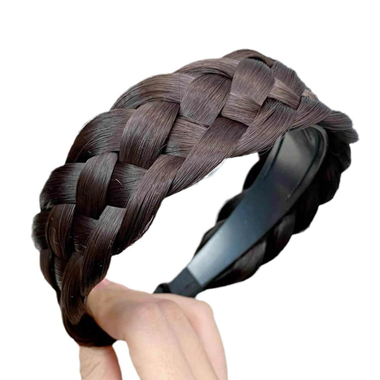 CUJMH Hair Acces Fishbone Braid Hair Hoop Three-Strand Twist Headband Braid Wig C1s4, Women's, Size: Large, Brown