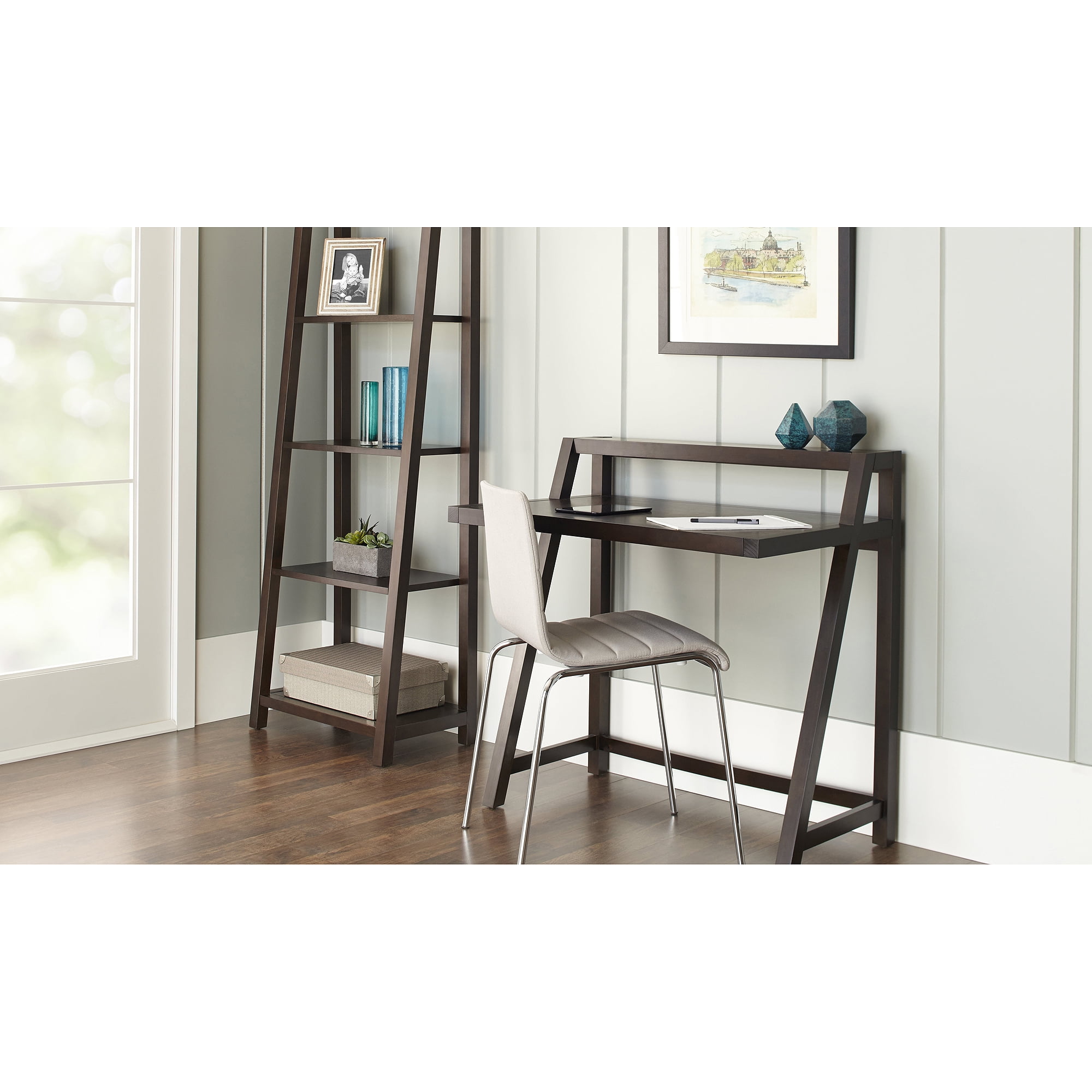 10 Spring Street Slant 4-Shelf Bookcase, Java