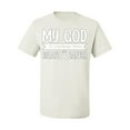 thumbnail image 2 of Wild Bobby My God Is Stronger Than Breast Cancer White Distressed Breast Cancer Awareness Men Tee, White, Medium, 2 of 6