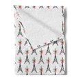 thumbnail image 2 of Eiffel Soft Flannel Fleece Blanket, Classical Towers with Bowties Sketch Art Style Tourist Attraction Travel Theme, Cozy Plush for Indoor and Outdoor Use, 60" x 80", Ruby Black White, by Ambesonne, 2 of 5