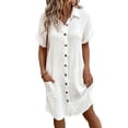 thumbnail image 1 of Vestido Túnica Holgado Informal de Verano para Mujer, de Algodón y , con Botones, Escote en V, Corta, Color , Talla L, 1 of 8