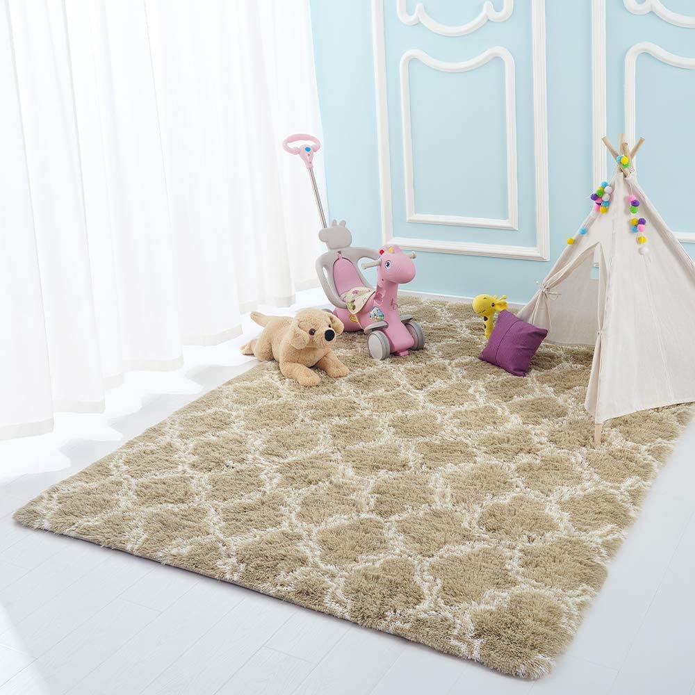 Nonslip Soft Area Rugs, Machine Washable Shag Area Rug Modern Carpets