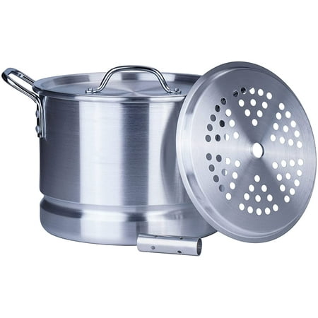 

ARC USA Aluminum Tamale Steamer Pot Stock Pot with Steamer Rack & Steamer Tube Silver 12 Quart