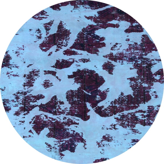 Ahgly Company Indoor Round Abstract Light Blue Modern Area Rugs, 8' Round