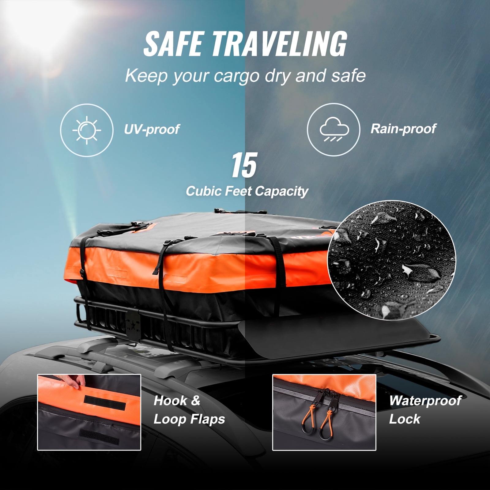 KFFKFF 51"x36"x5" Roof Rack Cargo Basket 200 LBS for SUV Truck with Luggage Bag