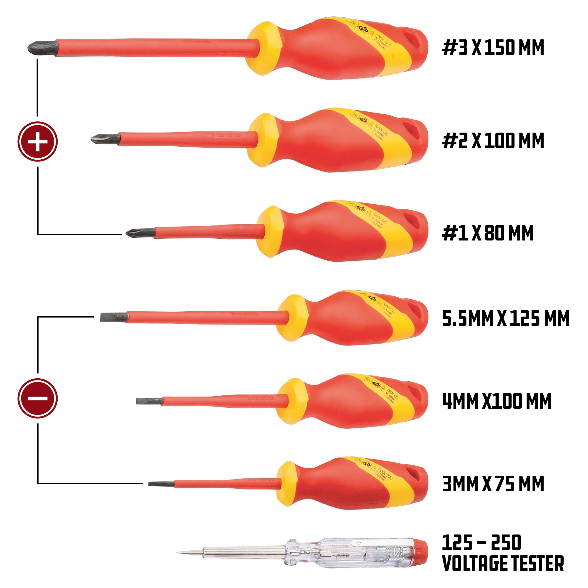Powerbuilt 7 Piece VDE Screwdriver Set with Zipper Pouch - 642936