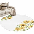 thumbnail image 2 of Area Rug 48in, Pastoral Yellow Daisy Flower on White Floor Carpet Living Room Rug, Watercolor Green Leaves Plant Non-Slip Welcome Mat Indoor Rugs for Bedroom Dining Room, 2 of 9