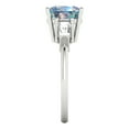 thumbnail image 3 of 3 ct Cushion Cut Blue Moissanite Three-Stone Engagement Ring for Women in 18K White Gold, 3 of 5