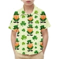 thumbnail image 6 of Favoffer Big Kid Boys Girls Button-Up Shirt Spring Summer St. Patrick's Day Print Pocket Breathable Collared School Uniform Top for School Daily Home Holiday Sizes 2-15Y, 6 of 7