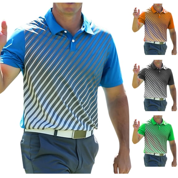 YHAJDS Men Zip Print Sport Jersey Short Sleeve Collared Summer Baseball Top