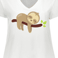 thumbnail image 4 of Inktastic Cute Sloth, Baby Sloth, Lazy Sloth, Sleeping Sloth Women's Plus Size V-Neck T-Shirt, 4 of 5