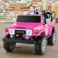 thumbnail image 2 of Gymax 2 Seater Ride On Truck Car 12V Licensed Toyota FJ40 RC w/ Laser Light & Music Pink, 2 of 10