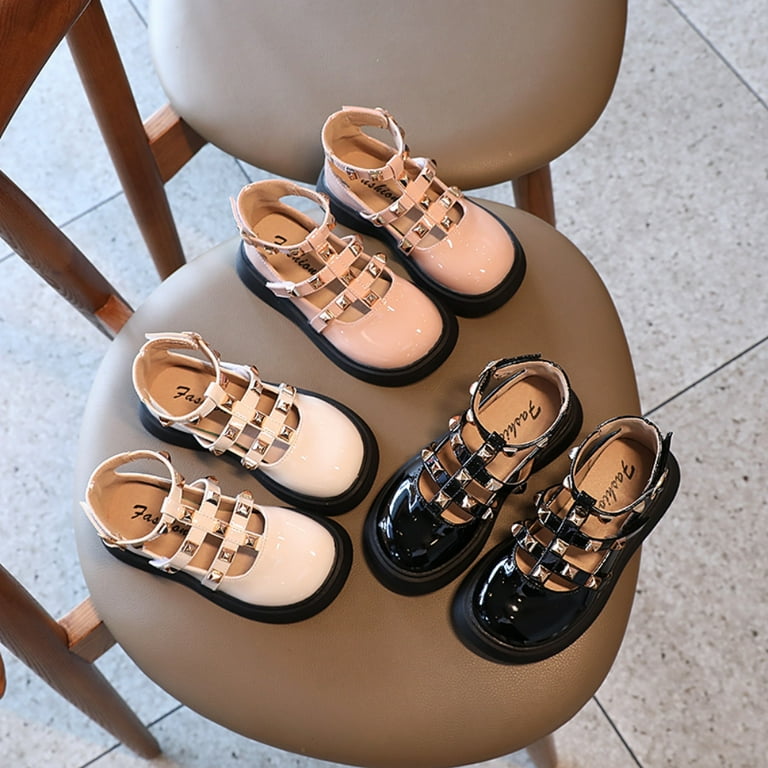 Little Girls Rivets Princess Party Shoes Kids PU Leather Flat