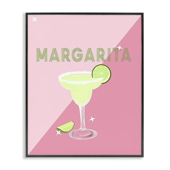 Stupell Industries Modern Margarita on Pink Food & Beverage Painting Black Framed Art Print Wall Art, 11 x 14