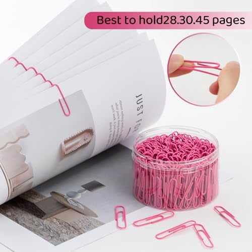 Jumbo Paper Clips, 2 Inch Large Paper Clip, 300 pcs Paperclips, Pink
