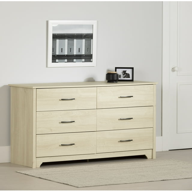 Commode 6 tiroirs pour Adulte, fini Chêne blanchi, collection Fusion de Meubles South Shore